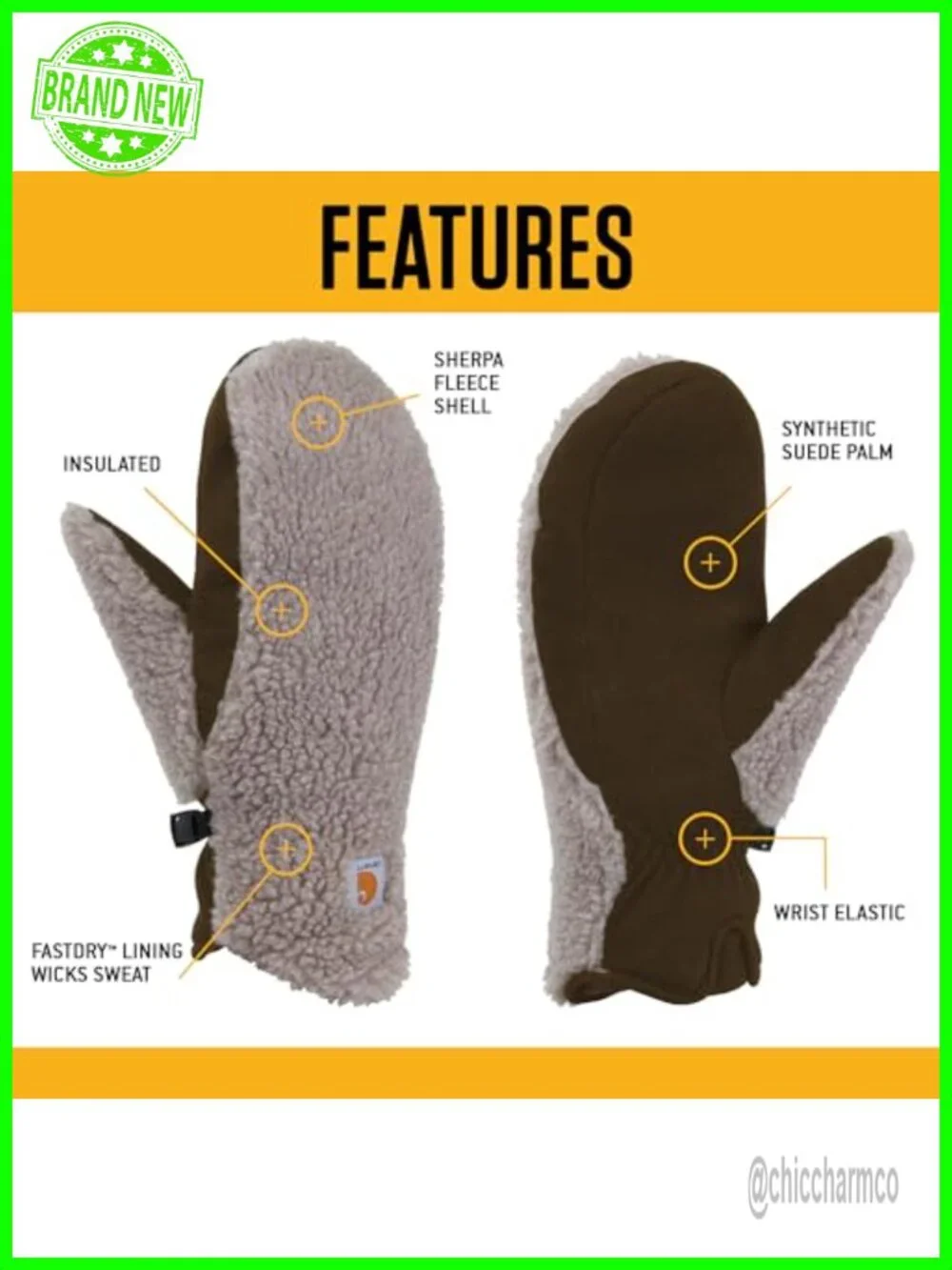Women's Sherpa Fleece Mittens with Synthetic Suede Palm